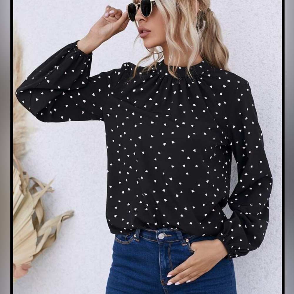 Black Heart Print Women's blouse